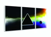 Quadro Pink Floyd Banda Música Decorativo Em Tecido 3 Peças com moldura filete - Foto 4