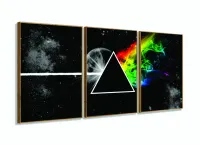 Quadro Pink Floyd Rock Dark Side Special 120x60 3 peças com moldura filete