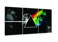 Quadro Pink Floyd Rock Dark Side Special 120x60 3 peças com moldura filete - Foto 5