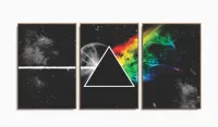 Quadro Pink Floyd Rock Dark Side Special 120x60 3 peças com moldura filete - Foto 6