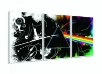 Quadro Pink Floyd Rock Dark Side The Moon Mosaico 3 peças com moldura filete - Foto 4