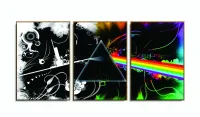 Quadro Pink Floyd Rock Dark Side The Moon Mosaico 3 peças com moldura filete - Foto 6