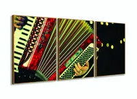 Quadro Play Acordeon Música Decorativo Em Tecido120x60 3 peças com moldura filete