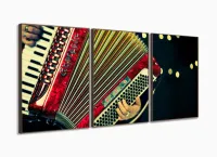 Quadro Play Acordeon Música Decorativo Em Tecido120x60 3 peças com moldura filete - Foto 2