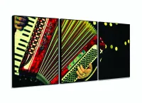 Quadro Play Acordeon Música Decorativo Em Tecido120x60 3 peças com moldura filete - Foto 3