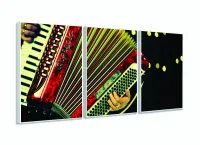 Quadro Play Acordeon Música Decorativo Em Tecido120x60 3 peças com moldura filete - Foto 4
