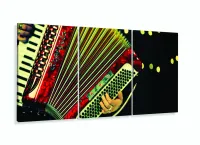 Quadro Play Acordeon Música Decorativo Em Tecido120x60 3 peças com moldura filete - Foto 5