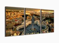 Quadro Roma Na Itália Decorativo Tela Em Tecido 120x60 3 peças com moldura filete - Foto 2