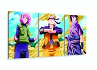 Quadro Sakura Naruto Sasuke mosaico 3 peças 120x60 com moldura filete - Foto 5