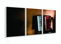 Quadro Sanfona Acordeon E Cerveja Vintage Decorativo 3 peças 120x60 com moldura filete - Foto 4