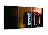 Quadro Sanfona Acordeon E Cerveja Vintage Decorativo 3 peças 120x60 com moldura filete - Foto 5