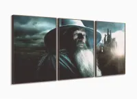 Quadro Senhor Dos Anéis Gandalf Hobbit Para Quarto 120x60 3 peças com moldura filete - Foto 2
