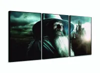 Quadro Senhor Dos Anéis Gandalf Hobbit Para Quarto 120x60 3 peças com moldura filete - Foto 3