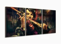 Quadro Sherlock Holmes E Violino Art Tela Em Tecido 3 peças com moldura filete - Foto 2