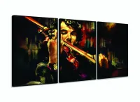 Quadro Sherlock Holmes E Violino Art Tela Em Tecido 3 peças com moldura filete - Foto 3