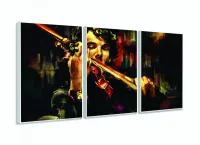 Quadro Sherlock Holmes E Violino Art Tela Em Tecido 3 peças com moldura filete - Foto 4
