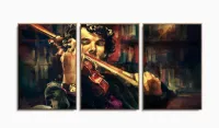 Quadro Sherlock Holmes E Violino Art Tela Em Tecido 3 peças com moldura filete - Foto 6