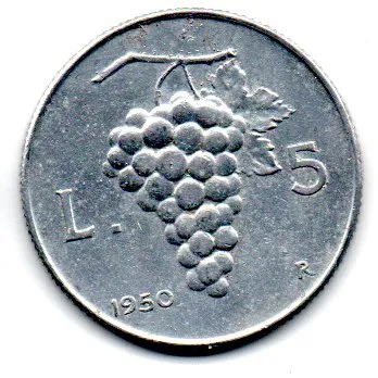 Itália - 1950 - 5 Lire