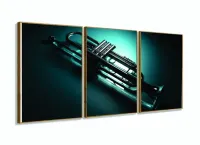  Quadro Trompete Artístico Instrumentos Em Tecido com moldura filete