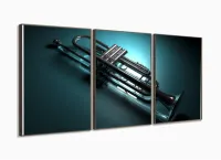  Quadro Trompete Artístico Instrumentos Em Tecido com moldura filete - Foto 2