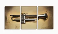 Quadro Trompete Vintage Decorativo 3 Peças 120x60 em tecido com moldura filete - Foto 6