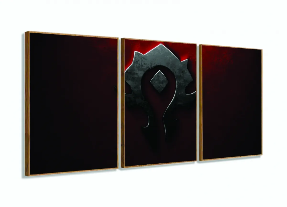 Quadro Word of Worcraft 3 peças 120x60 em tecido com moldura filete Imagem