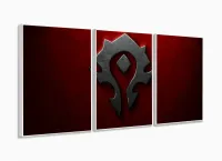 Quadro Word of Worcraft 3 peças 120x60 em tecido com moldura filete - Foto 4