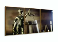 Quadros Decorativos Advocacia Deusa Escritório 120x60 3 peças com moldura filete