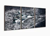 Quadros Decorativos Avião Caça 120x60  em Tecido com moldura filete - Foto 2