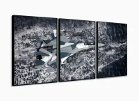 Quadros Decorativos Avião Caça 120x60  em Tecido com moldura filete - Foto 3