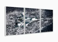 Quadros Decorativos Avião Caça 120x60  em Tecido com moldura filete - Foto 4