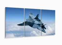 Quadros Decorativos Avião De Caça120x60 3 peças em Tecido com moldura filete - Foto 5