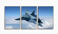 Quadros Decorativos Avião De Caça120x60 3 peças em Tecido com moldura filete - Foto 6
