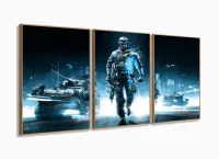 Quadros Decorativos Battlefield 120x60 em Tecido com moldura filete