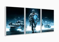 Quadros Decorativos Battlefield 120x60 em Tecido com moldura filete - Foto 4