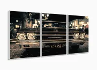 Quadros Decorativos Carro Impala Retrô Quarto Sala 120x60 3 peças com moldura filete - Foto 4