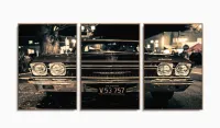 Quadros Decorativos Carro Impala Retrô Quarto Sala 120x60 3 peças com moldura filete - Foto 6