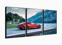 Quadros Decorativos Carro Vermelho Hd 120x60 em Tecido com moldura filete - Foto 3