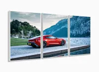 Quadros Decorativos Carro Vermelho Hd 120x60 em Tecido com moldura filete - Foto 4