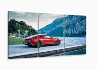 Quadros Decorativos Carro Vermelho Hd 120x60 em Tecido com moldura filete - Foto 5