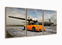 Quadros Decorativos Carros Porsche 60 x120cm em Tecido com moldura filete
