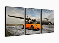 Quadros Decorativos Carros Porsche 60 x120cm em Tecido com moldura filete - Foto 3