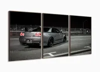 Quadros Decorativos Carros Skyline 120x60 3 peças em Tecido com moldura filete - Foto 2