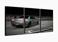 Quadros Decorativos Carros Skyline 120x60 3 peças em Tecido com moldura filete - Foto 3