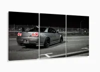 Quadros Decorativos Carros Skyline 120x60 3 peças em Tecido com moldura filete - Foto 5