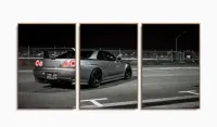 Quadros Decorativos Carros Skyline 120x60 3 peças em Tecido com moldura filete - Foto 6