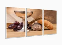 Quadros Decorativos Ceia Calice Vinho Cozinha Copa 120x60 3 peças com moldura filete - Foto 4