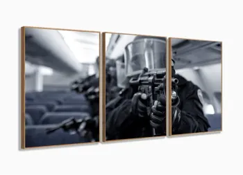 Quadros Decorativos Counter Strike Go 120x60 3 peças em Tecido com moldura filete