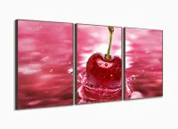 Quadros Decorativos Cozinha Cereja 120x60 3 peças com moldura filete - Foto 2