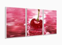 Quadros Decorativos Cozinha Cereja 120x60 3 peças com moldura filete - Foto 4